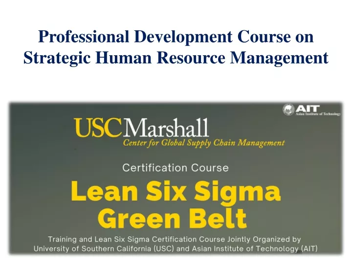 professional development course on strategic