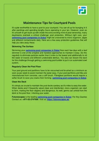 Maintenance Tips for Courtyard Pools