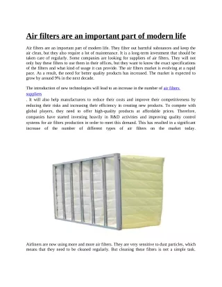 air filters suppliers