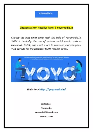 Cheapest Smm Reseller Panel  Yoyomediain