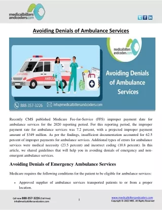 avoiding denials of ambulance services