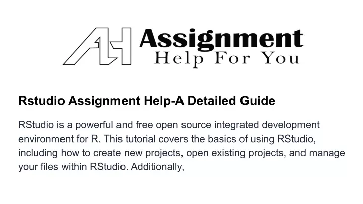 rstudio assignment help a detailed guide