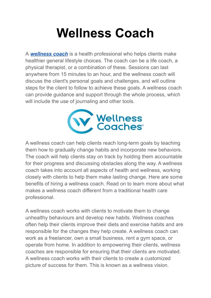 wellness coach