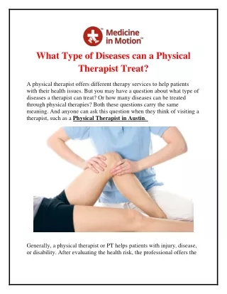 What Type of Diseases can a Physical Therapist Treat?