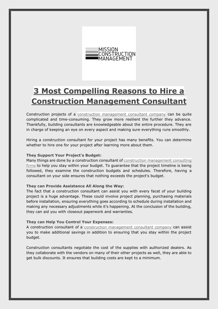 3 most compelling reasons to hire a construction