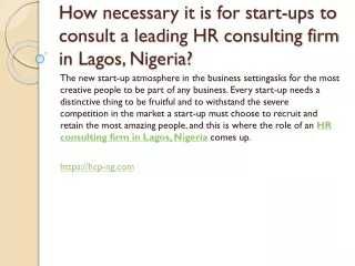 How necessary it is for start-ups to consult a leading HR consulting firm in Lagos