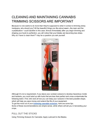 CLEANING AND MAINTAINING CANNABIS TRIMMING SCISSORS ARE IMPORTANT