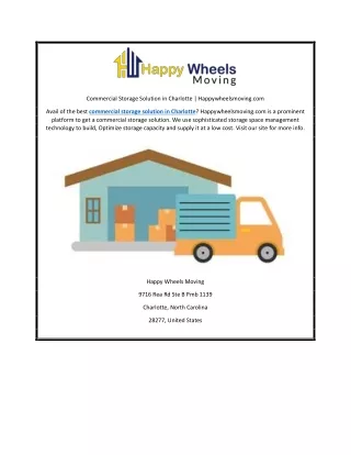 Commercial Storage Solution in Charlotte | Happywheelsmoving.com