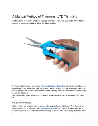 A Manual Method of Trimming _ LTD Trimming