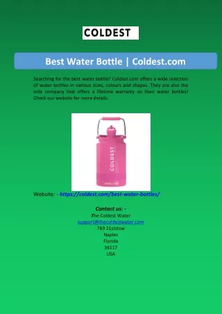 best water bottle coldest com