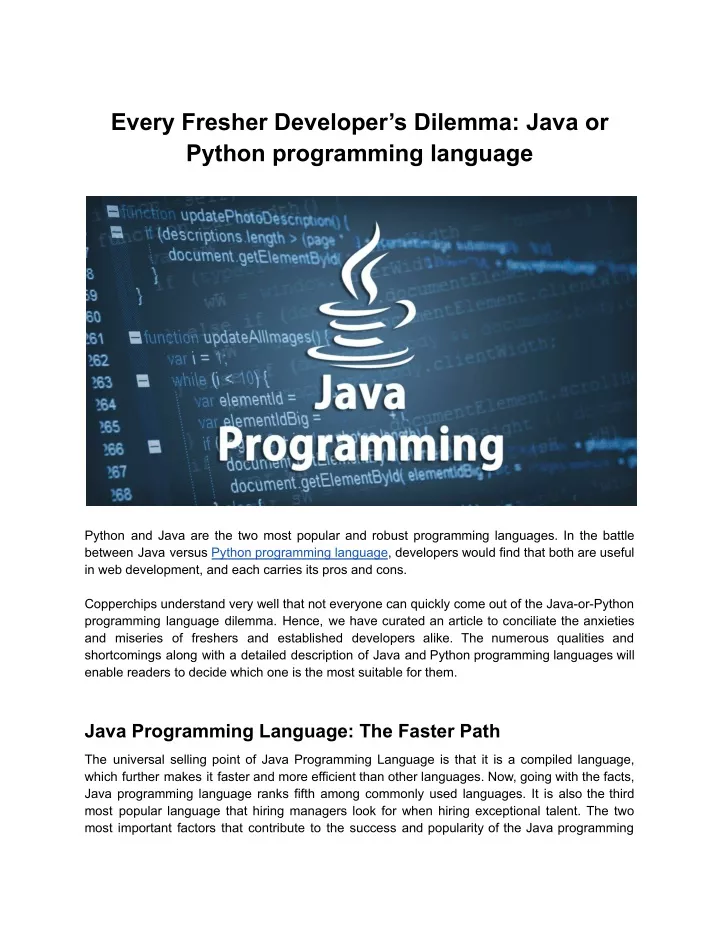 every fresher developer s dilemma java or python