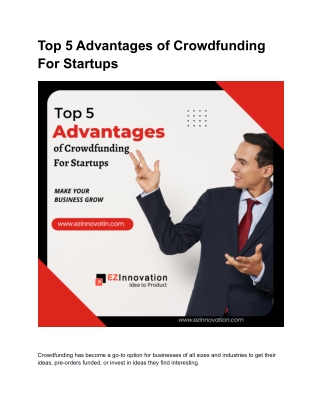 Top 5 Advantages of Crowdfunding For Startups