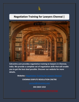Negotiation Training for Lawyers Chennai | Cdrcentre.com