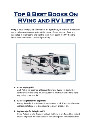 Top 8 Best Books On RVing and RV Life