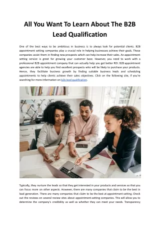 All You Want To Learn About The B2B Lead Qualification