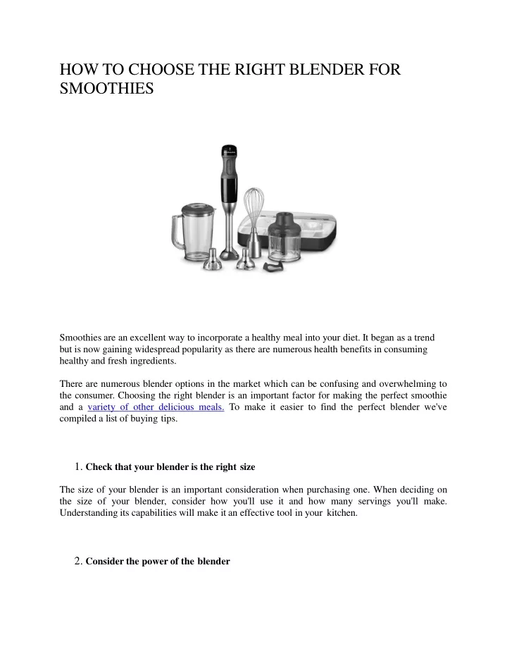 how to choose the right blender for smoothies