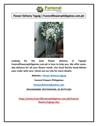 Flower Delivery Taguig | Funeralflowersphilippines.com.ph