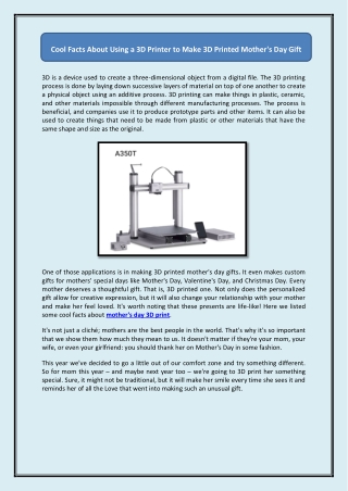 cool facts about using a 3d printer to make