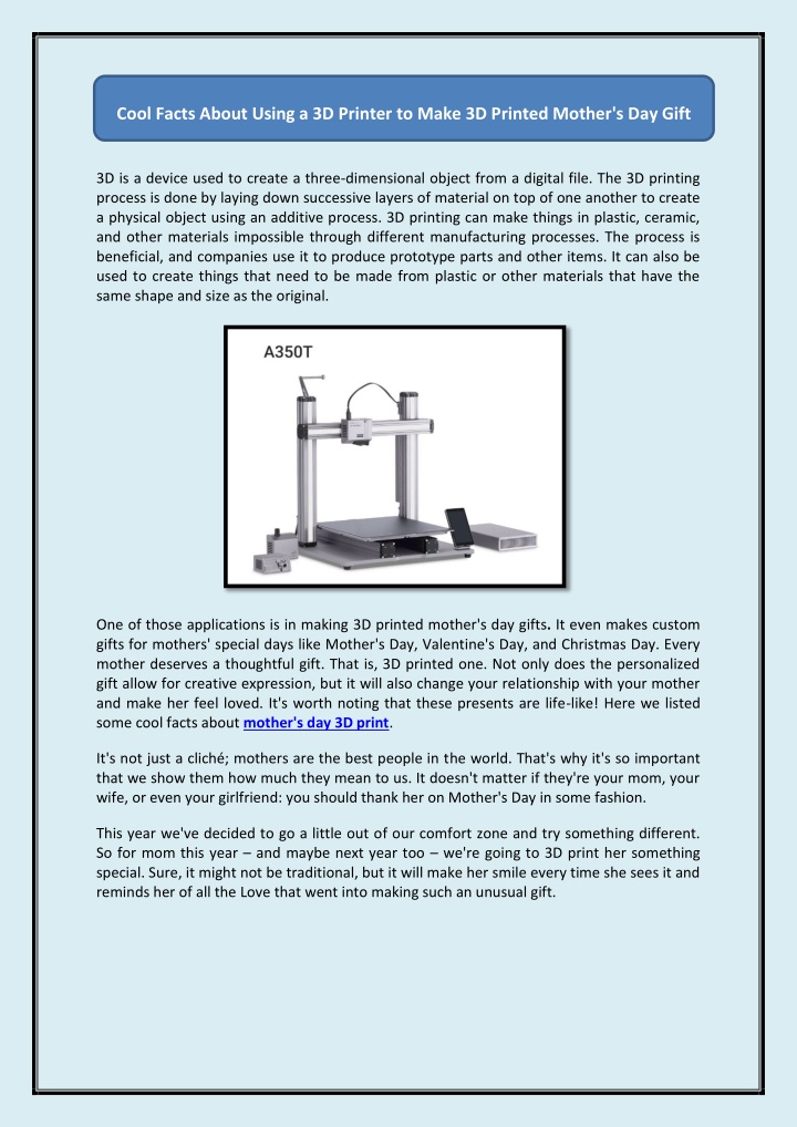 cool facts about using a 3d printer to make