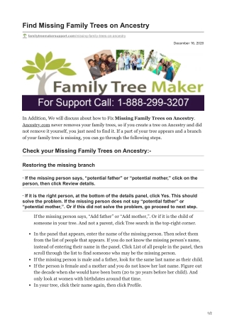 Esay Steps To Find Missing Family Trees on Ancestry