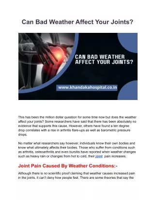 Can Bad Weather Affect Your Joints