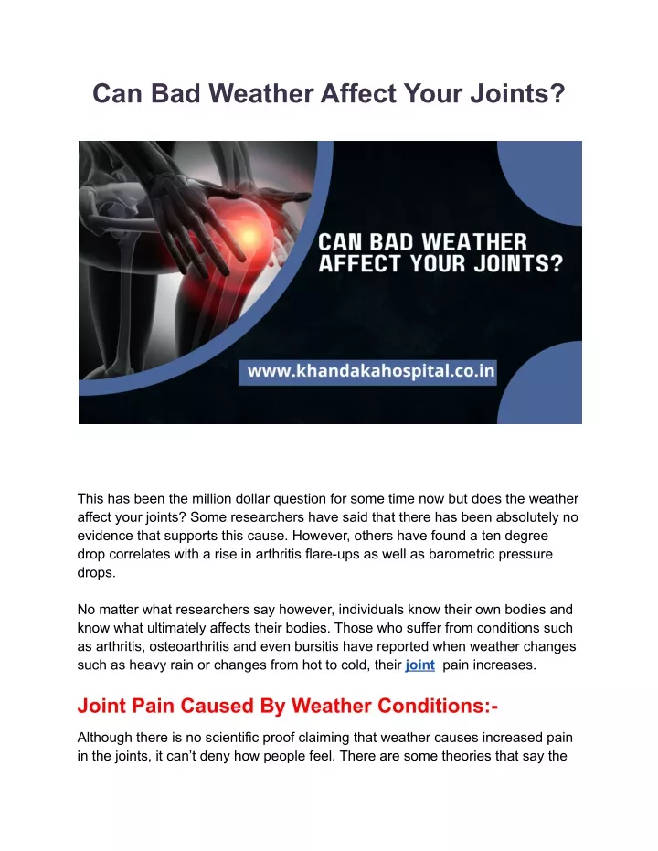 can bad weather affect your joints