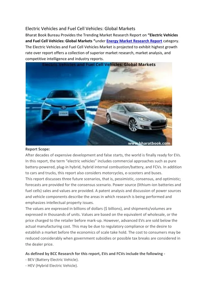 electric vehicles and fuel cell vehicles global