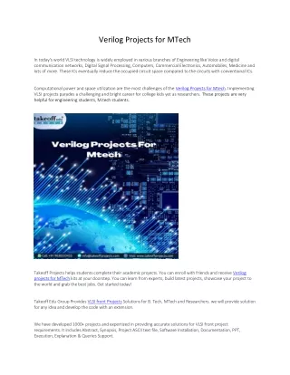 verilog projects for mtech