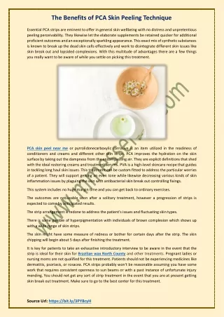 the benefits of pca skin peeling technique