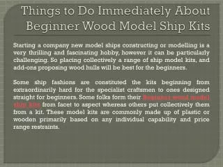 Things to Do Immediately About Beginner Wood Model Ship Kits