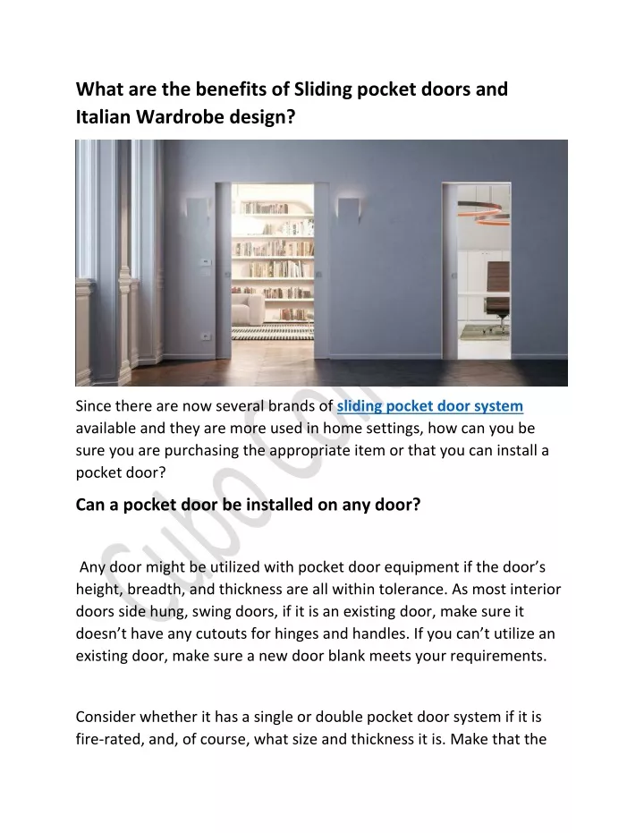 what are the benefits of sliding pocket doors