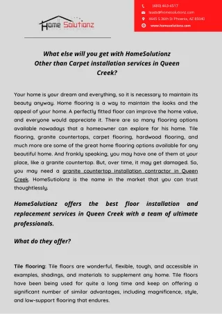 What else will you get with HomeSolutionz Other than Carpet installation service