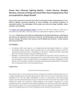 power over ethernet lighting market smart devices