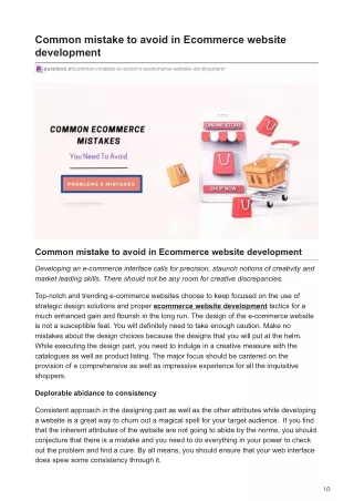 Common mistake to avoid in Ecommerce website development