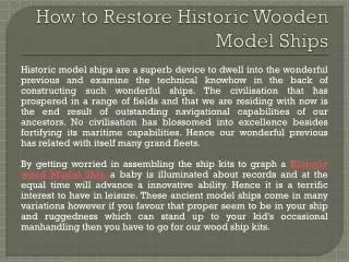 How to Restore Historic Wooden Model Ships