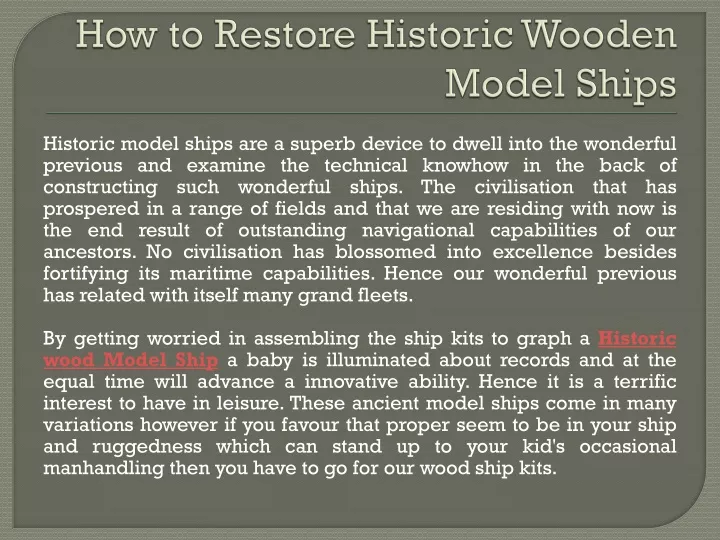 how to restore historic wooden model ships