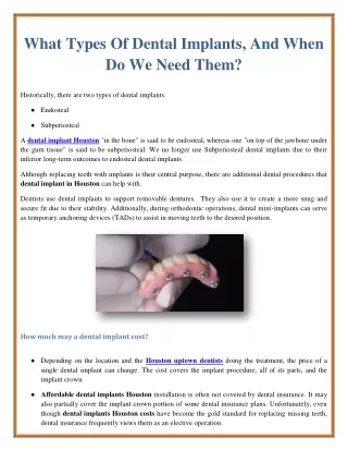 what types of dental implants and when do we need