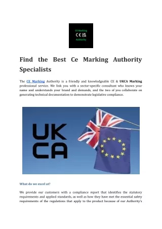 Find the Best Ce Marking Authority Specialists