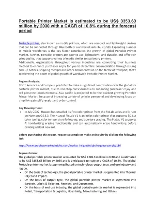 portable printer market is estimated
