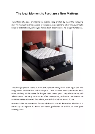 The Ideal Moment to Purchase a New Mattress