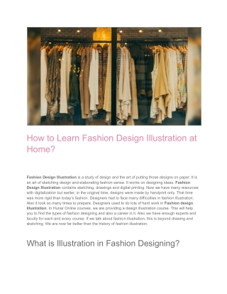 how to learn fashion design illustration at home