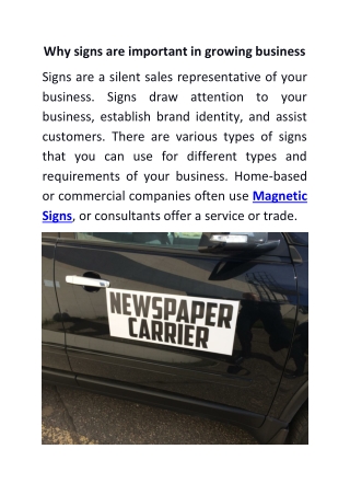Why signs are important in growing business
