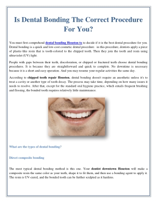 is dental bonding the correct procedure for you