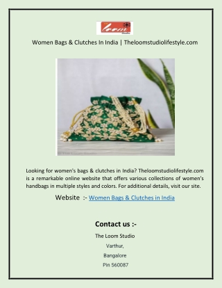 Women Bags & Clutches In India  Theloomstudiolifestyle