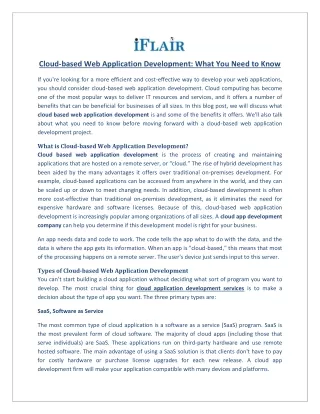 Cloud-based Web Application Development: What You Need to Know
