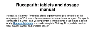 Rucaparib tablets and dosage manual