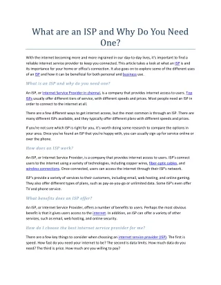 what are an isp and why do you need one