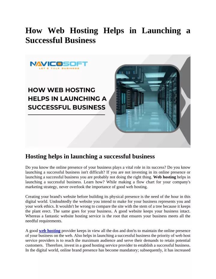 how web hosting helps in launching a successful