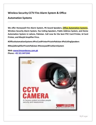 Wireless Security CCTV Fire Alarm System & Office Automation Systems