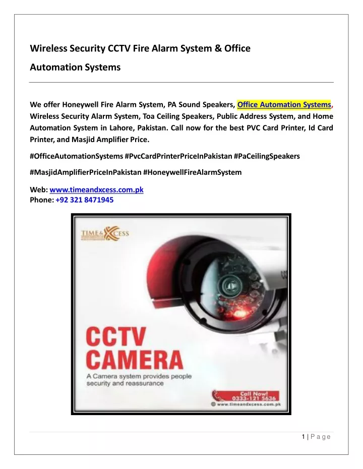 wireless security cctv fire alarm system office